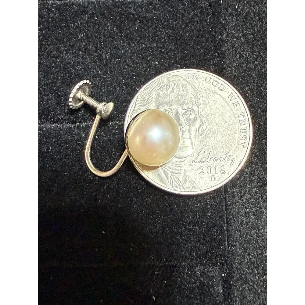 14k Earrings White Gold And Genuine Pearl Screwback Earrings Vintage